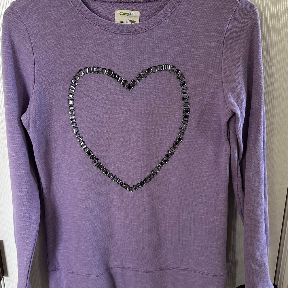 Girls' Purple Heart Embellished Top